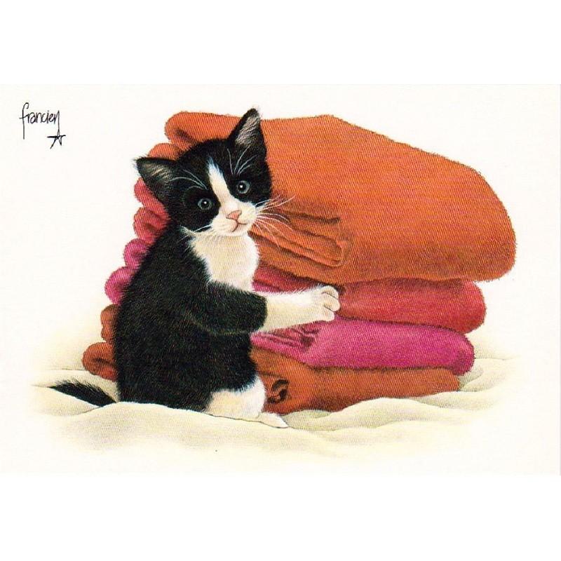 ART UNLIMITED ネコのポストカード （子猫×タオル） グリーティングカード