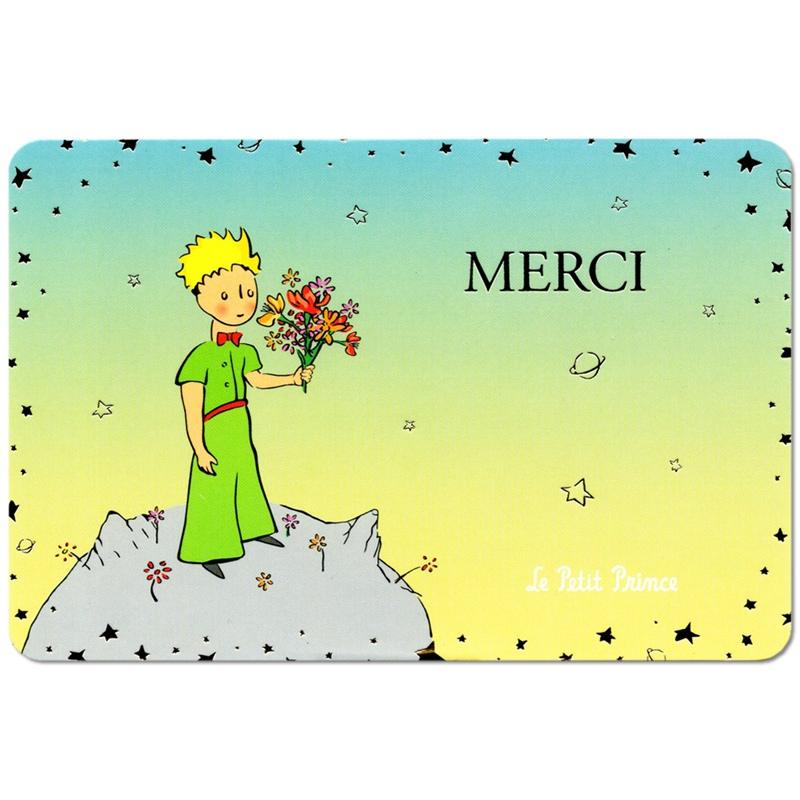 フランス製 星の王子さま 箔押しポストカード （MERCI） : 雑貨ロビン 