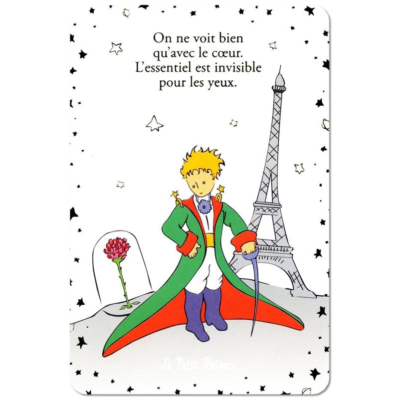 フランス製 星の王子さま 箔押しポストカード （On ne voit bien qu'avec le coeur.L'essentiel est invisible pour les yeux.） | 
