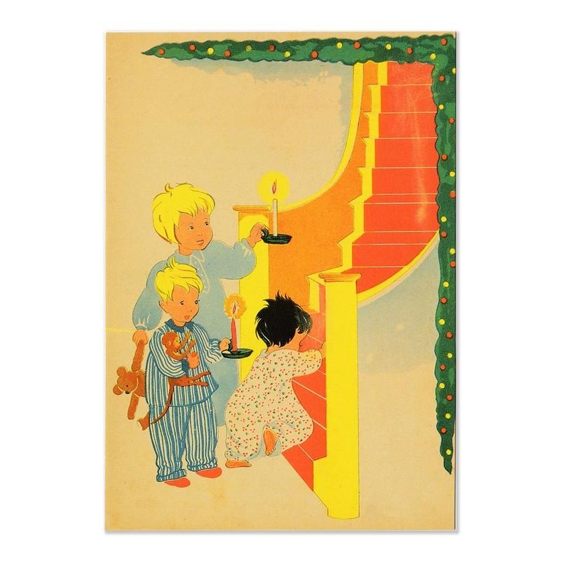 Art Unlimited ポストカード 子供たち 階段 クリスマス グリーティングカード D1004 雑貨ロビン ヤフー店 通販 Yahoo ショッピング