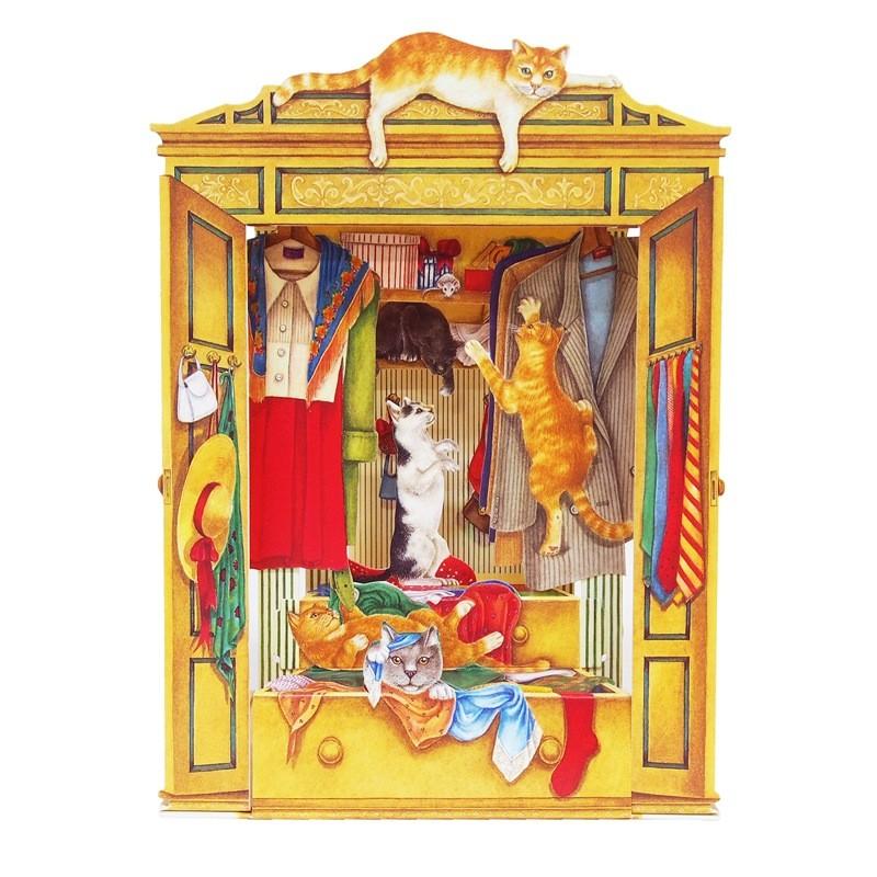 【40％OFF】SANTORO GRAPHICS ポップアップ （クローゼットのネコ）グリーティングカード | 