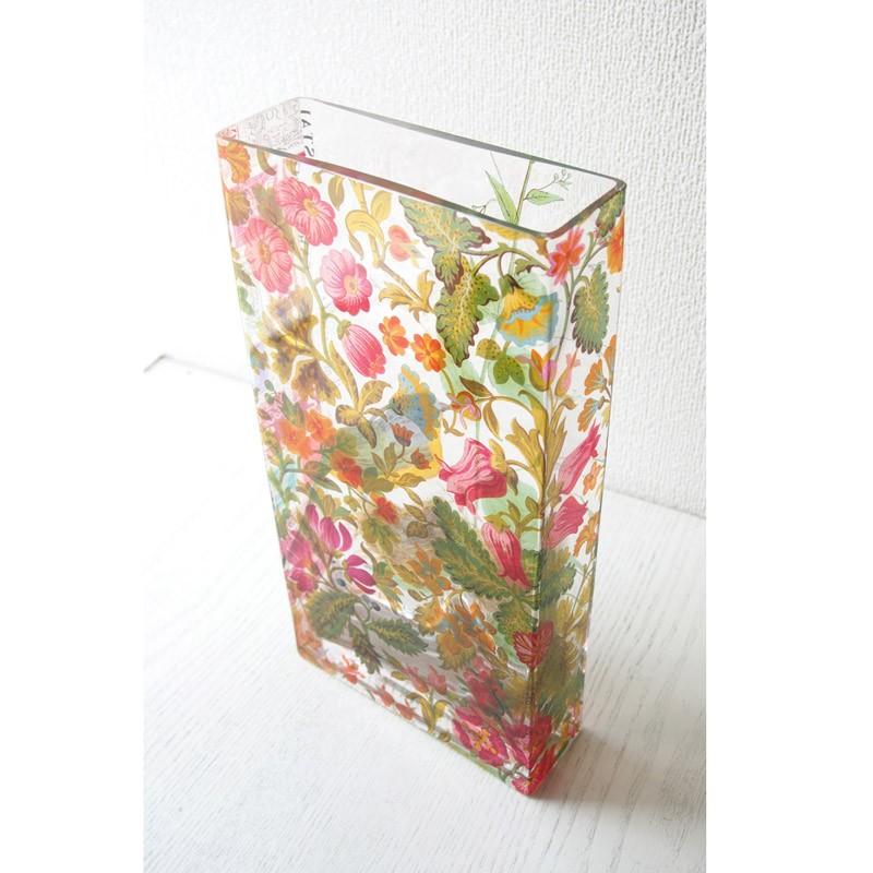 フリンジ ガラスアート 花瓶 フラワーベース 鳥 植物 花 絵画風 フリンジ ガラスアート 花瓶 フラワーベース 鳥 植物 花 絵画風