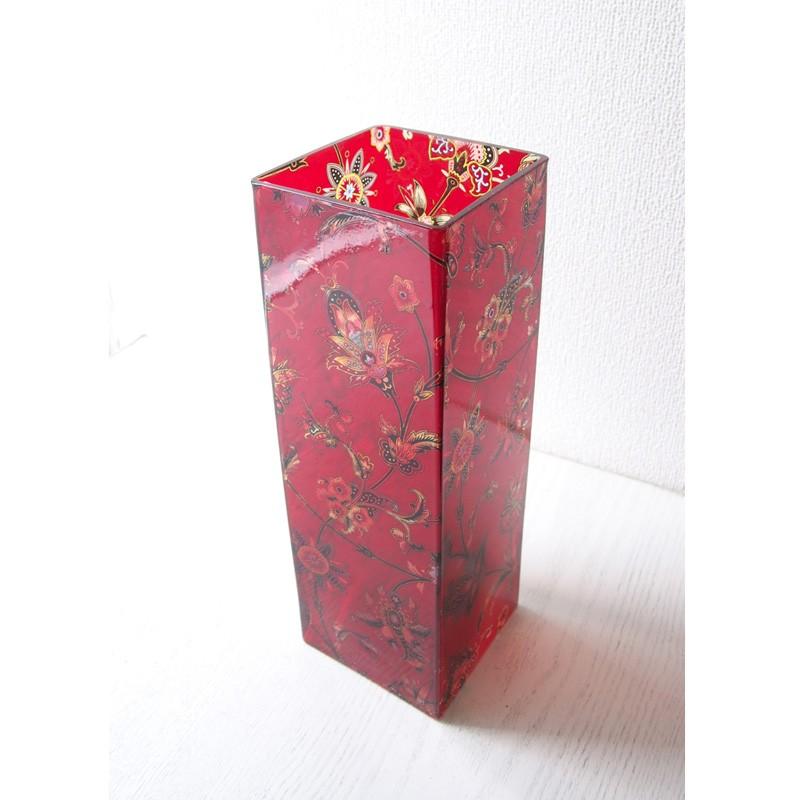 フリンジ 花瓶 ガラス製 Lサイズ ボタニカルアート レッド おしゃれなインテリア 大きいフラワーベース 定形外郵便物不可 F 雑貨ロビン ヤフー店 通販 Yahoo ショッピング