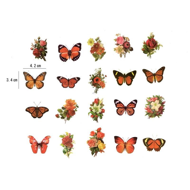 フレークシール セット スクラップ素材 蝶とお花シリーズ （レッド） PET素材｜zakkarobin｜02