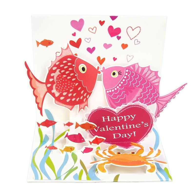 Up With Paper ポップアップカード 魚 キス バレンタイン グリーティングカード Ps10 雑貨ロビン ヤフー店 通販 Yahoo ショッピング
