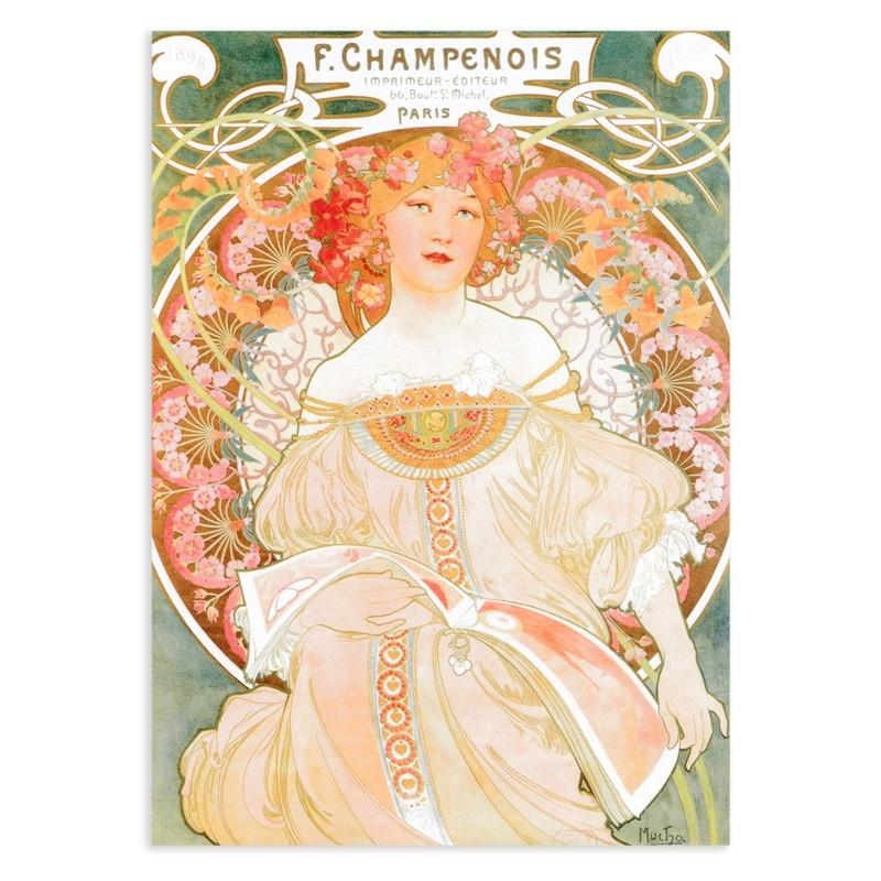 ドイツ製 ミュシャのポストカード （夢想） F.シャンプノア印刷出版社