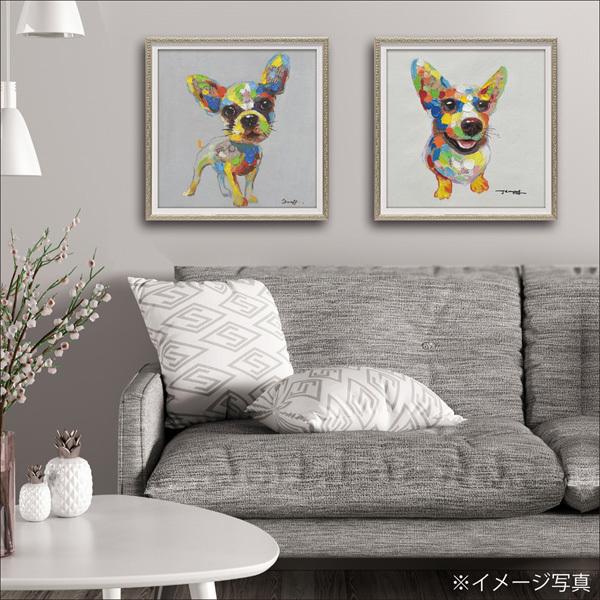 CORGI（コーギ） 絵画 額入り オイルペイント 「カラフルコーギー