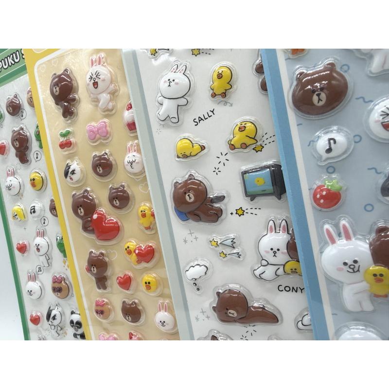 LINE FRIENDS ラインフレンズ ぷくぷくシール 可愛い 3D 立体 かわいい