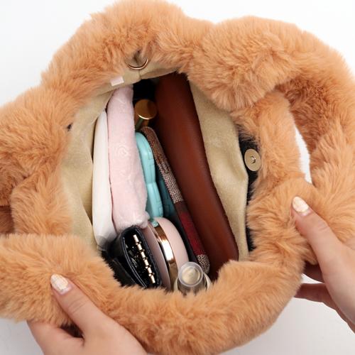 ファーバッグ スマイル トートバッグ ショルダーバッグ ふわふわ にこ  