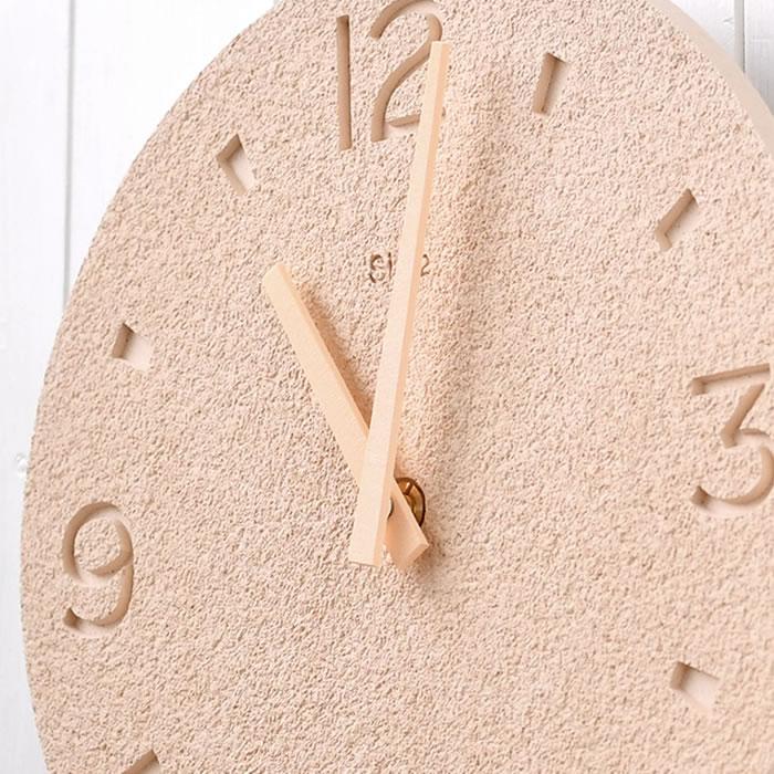 Lemnos（レムノス） 珪藻土の時計 掻き落とし仕上げ 掛け時計 壁掛け