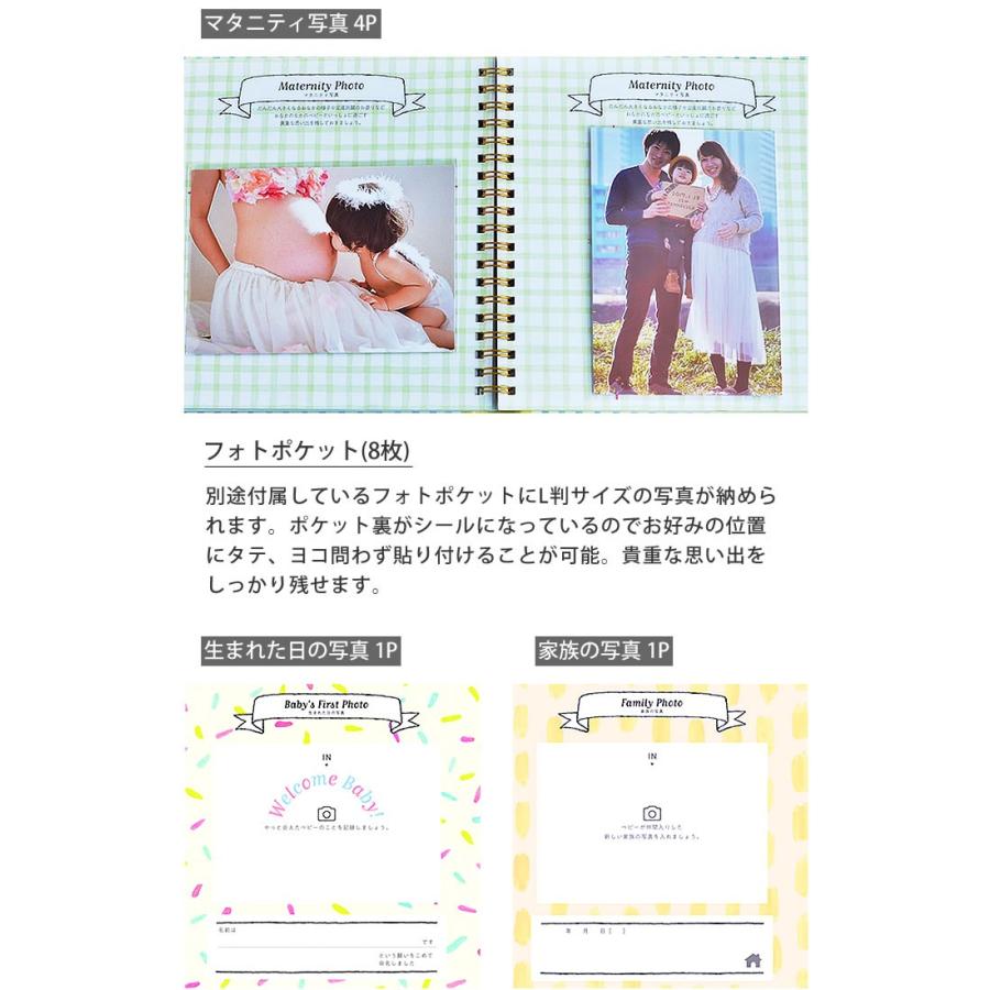 マタニティアルバム アニマル刺繍 エコー写真 希少 ベビーアルバム L判 デコレーション 手作り 妊娠祝い 出産祝い マタニティ ギフト マークス かわいい