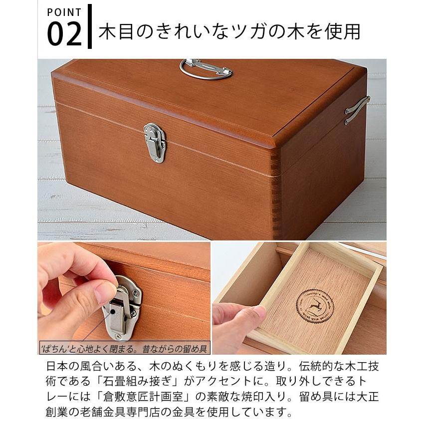 救急箱 Lサイズ 収納ボックス 木製 トレー付き おしゃれ 倉敷 救急箱 Lサイズ 収納ボックス 木製 トレー付き おしゃれ 倉敷