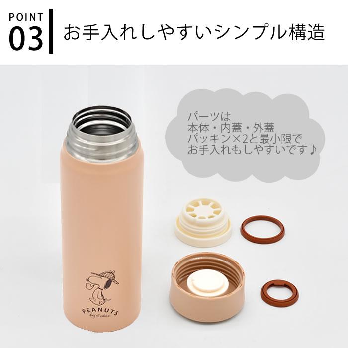 SNOOPY スヌーピー 水筒 ステンレスボトル 480ml WHITE&GRAY SNOOPY スヌーピー 水筒 ステンレスボトル 480ml WHITE&GRAY