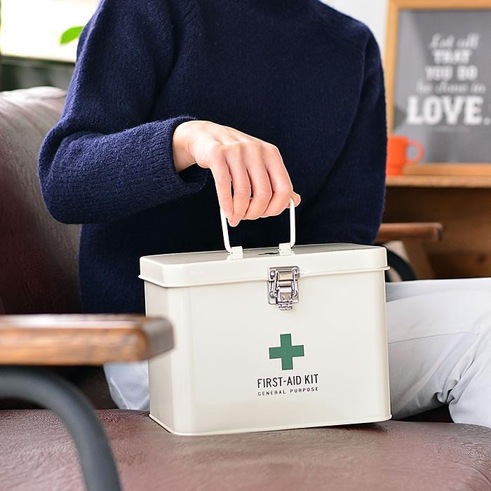 ファーストエイドボックス M メディコ 救急箱 スチール 仕切り付