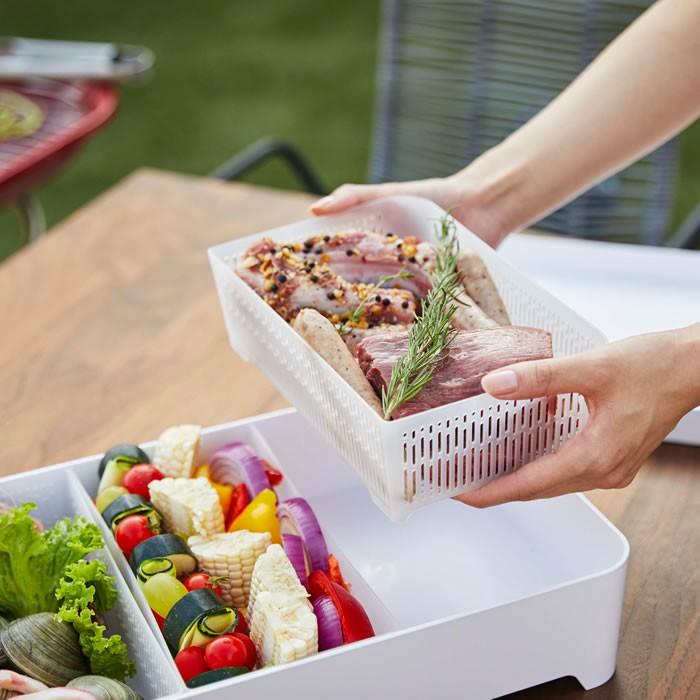 tower トレー 鍋トレー 蓋付き卓上水切りトレー 角型 タワー 具