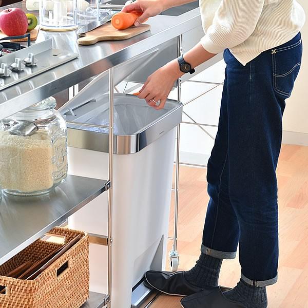ゴミ箱 シンプルヒューマン simplehuman プラスチック レクタンギュラー ステップカン 横型 45リットル 45L ペダル キッチン スリム ごみ箱 シンプルヒューマン 45L 5cm