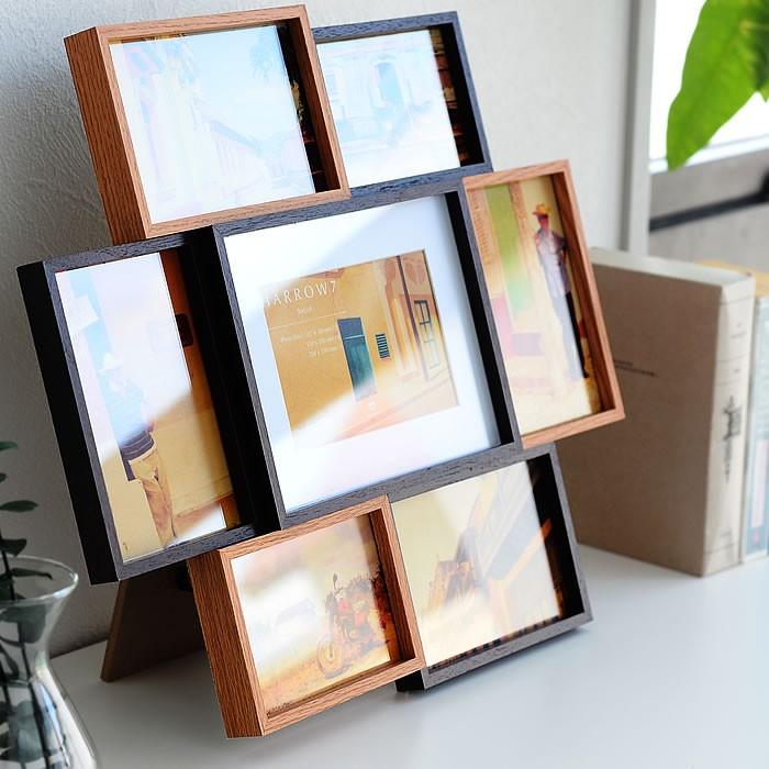 フォトフレーム ハロウ7 ソーシャル 壁掛け 写真立て おしゃれ 木製 A5