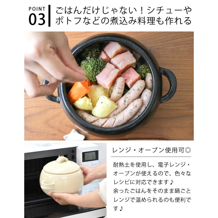 &NE ごはん鍋 3合炊き 竹しゃもじ付き ご飯 土鍋 萬古焼 炊飯 鍋 日本