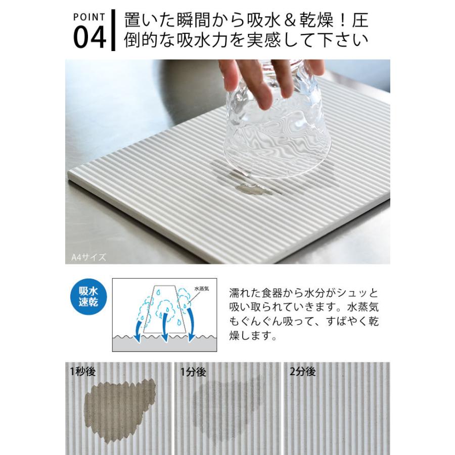 珪藻土 キッチン 水切り なのらぼ ドライングプレート ロング Ｌサイズ 12×55cm 細長 水切りトレー マット 日本製 国産 吸水 速乾 アスベスト検査済 | ブランド登録なし | 06