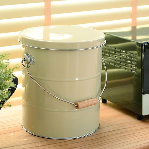 オバケツ 米びつ 5kg 缶 日本製 計量カップ付き ライスストッカー