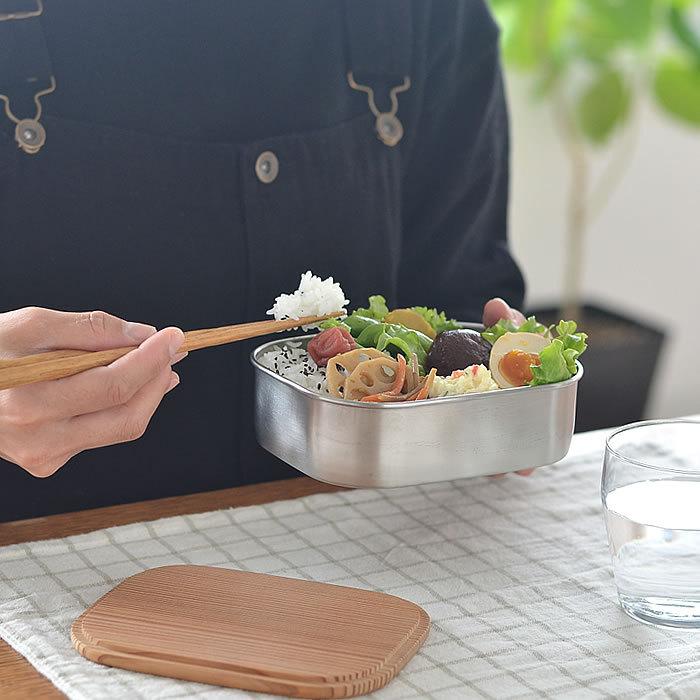 工房アイザワ お弁当箱 ステンレス 木蓋付きフードボックス 中 容量