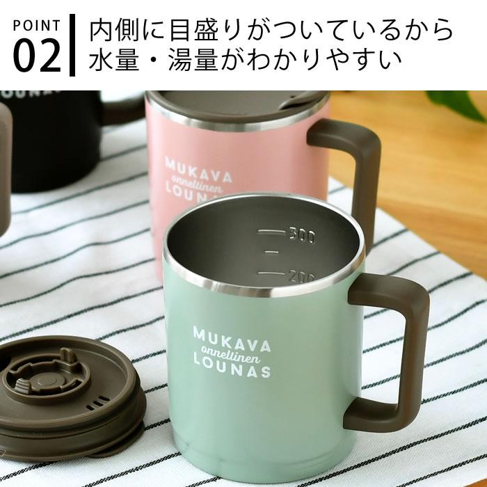 サブヒロモリ マグカップ おしゃれ ラシア 目盛り付 ステンレスサーモ