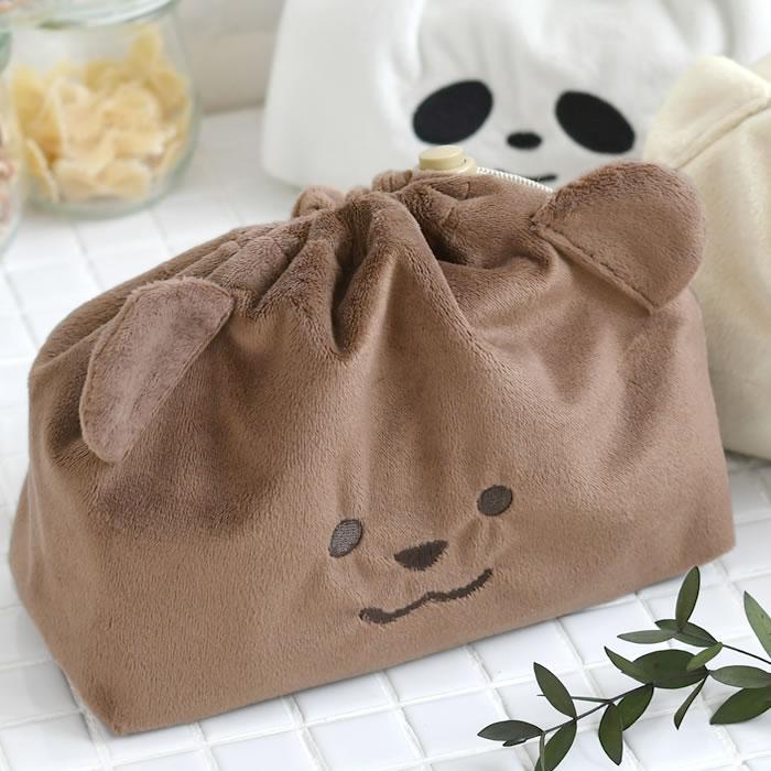 お弁当用巾着ポーチ(ウサギ) サブヒロモリ ランチバッグ おしゃれ ムームー フェイス巾着 ランチ