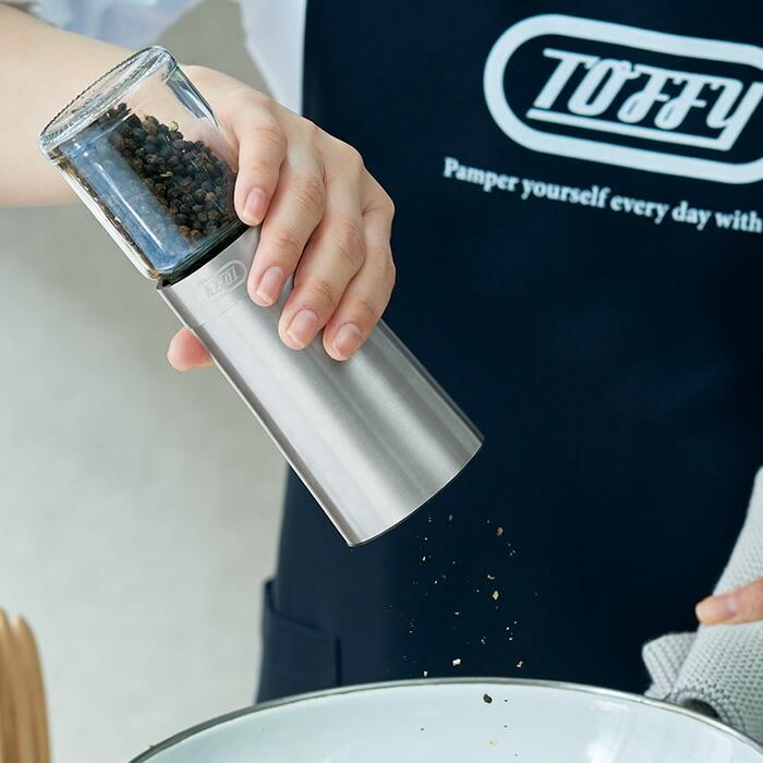 Toffy toffy 電動ソルト&ペッパーミル・専用ボトル2個セット K-EM1-SV