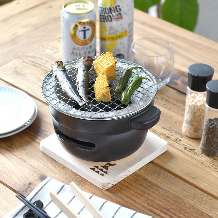 コンロ 卓上 かもしか道具店 陶の炭火コンロ こぶり 炭 バーベキュー