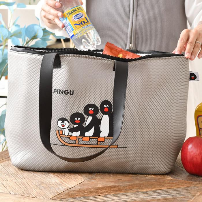 PINGU メッシュ保冷トート L 保冷バッグ 大容量 ファスナー 松本セイジ