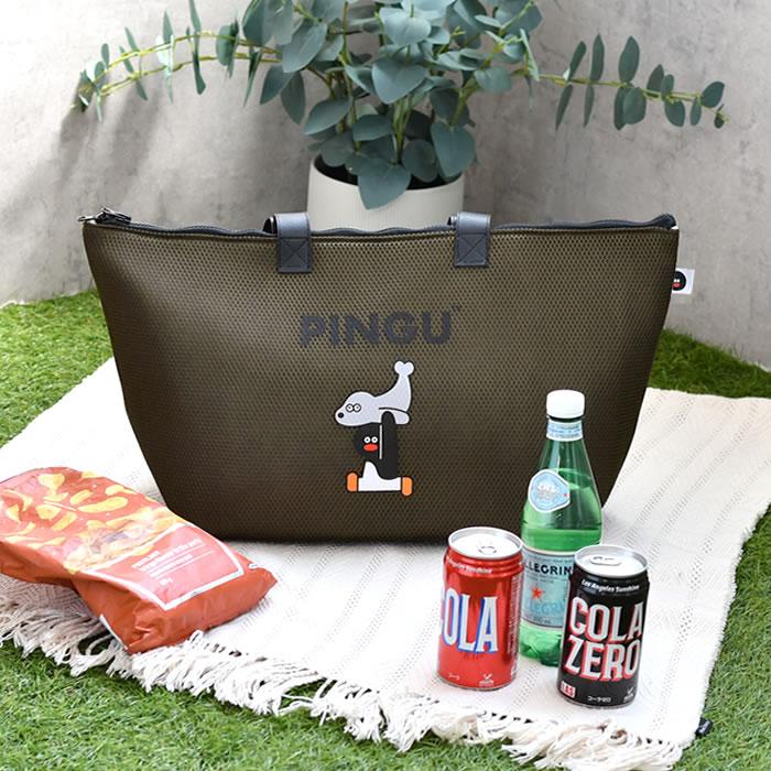 PINGU メッシュ保冷トート L 保冷バッグ 大容量 ファスナー 松本セイジ