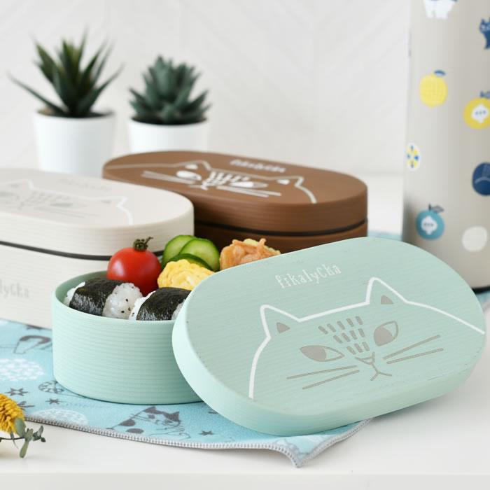 お弁当箱 1段 600ml わっぱ フィカリュッカ 木目小判弁当箱 猫 レンジ