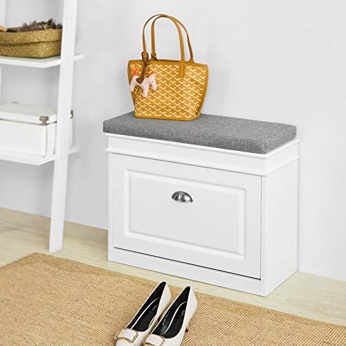 SoBuy 玄関ベンチ 収納ベンチ シューズラック 薄型 おしゃれ 幅60×奥行