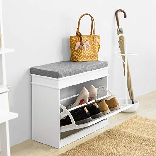 SoBuy 玄関ベンチ 収納ベンチ シューズラック 薄型 おしゃれ 幅60×奥行  