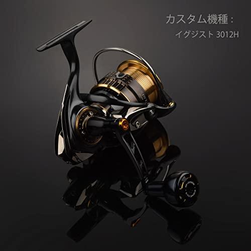 スピニングリール ブラック 右ハンドル HEIGHTEN 45-50mm可変 リール ハンドル 20mm カーボンノブ搭載
