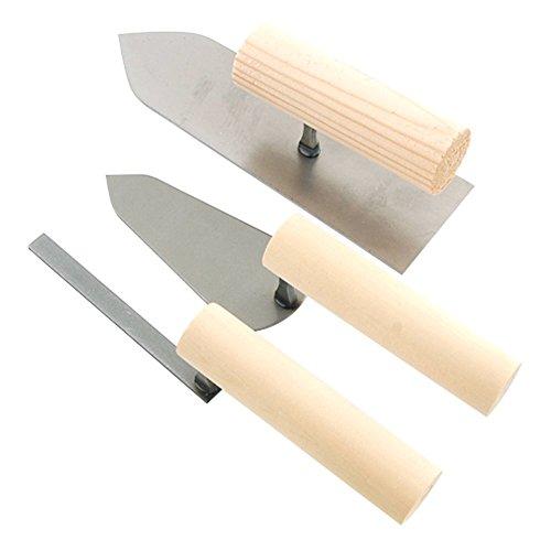赤長 左官ごて 3点セット 中塗り180mm、柳刃105mm、目地コテ9mm : 雑貨