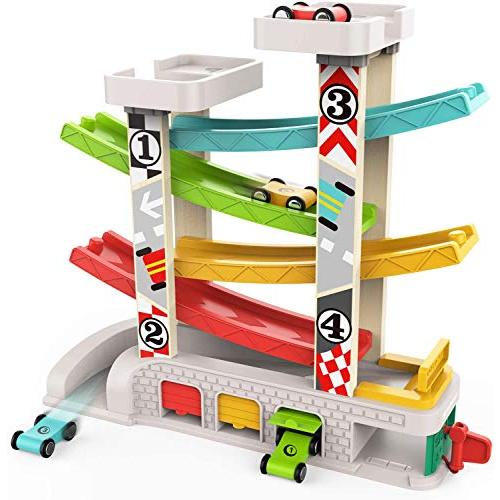 スロープトイ ミニカー 木製 知育玩具 くるくるスロープ ミニカー6台 楽天市場】くるくるスロープ 木製 スロープ滑空レースカー