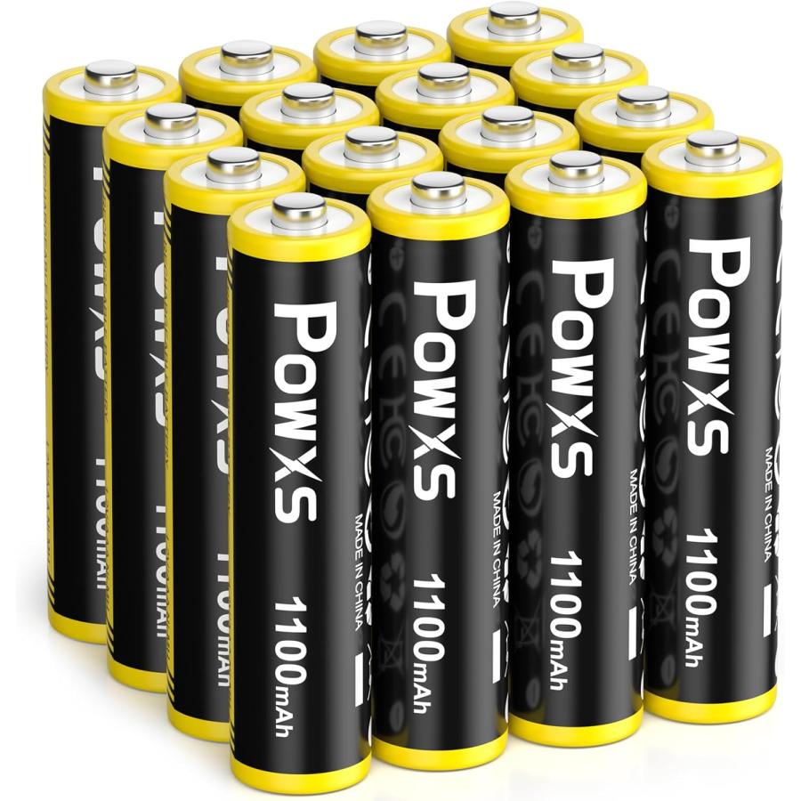 POWXS 単4電池 充電式 ニッケル水素 単四電池 高容量1100mAh 約1300回使用可能 16本入り 単四充電池 低自己放電 の商品画像