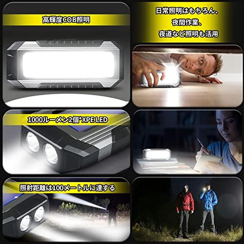 作業灯 USB充電式 LED・COBライト 1000ルーメン マグネット 4000mAh大