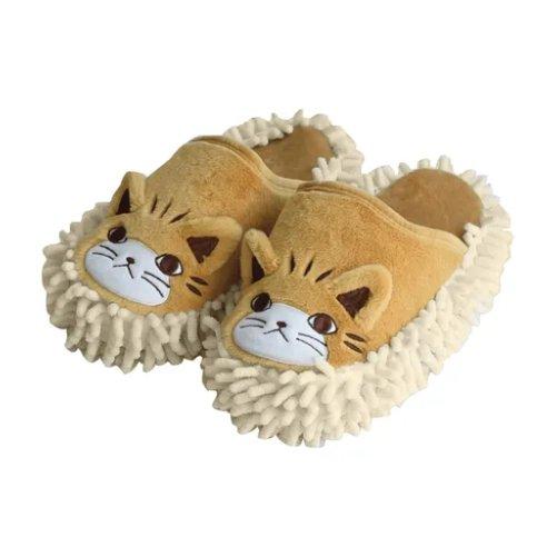 アニマルモップスリッパ ネコ 茶トラ/お掃除スリッパ/アニマルモチーフ