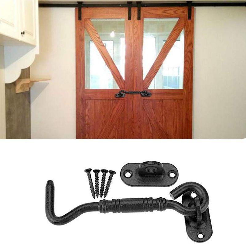 TAO +スライディングバーンドアラッチロック納屋用スライディングおよびダブルドアゲートガレージおよび小屋ドア錬鉄製ヘビーデューティーフッ