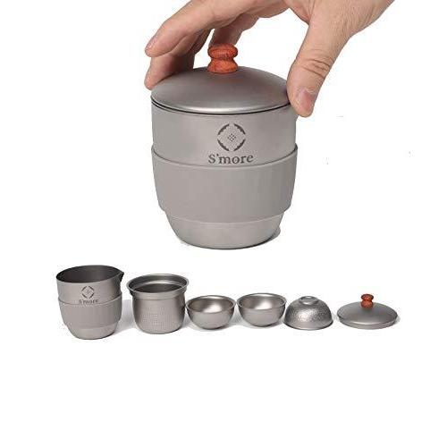 S'more(スモア) Titanium Tea Coze キャンプ ティーポット チタン アウトドア 5点セット ストレーナー カップ コンパク