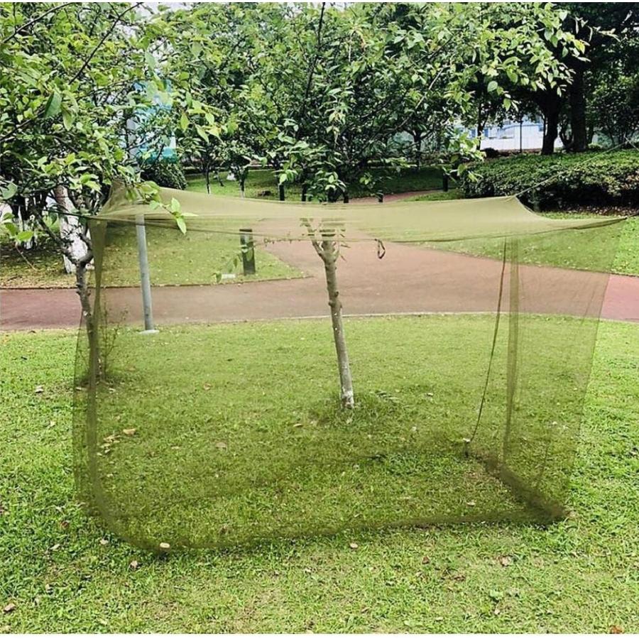 夏夜の安眠に アウトドアに 虫除け蚊帳 四角 吊り下げ タイプ 200×90×180cm 蚊帳 かや キャンプ 虫よけ dar-kayagreen の商品画像