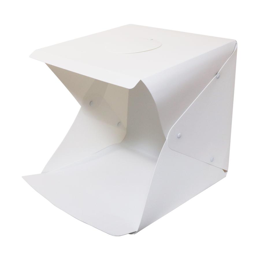 フォトスタジオ　撮影ボックス ミヨシ　MCO　SAC-BOX03 40cmタイプ LEDライト搭載 折りたたみ ポータブル　2色（白・黒）のバックスクリーン｜zakkayacom