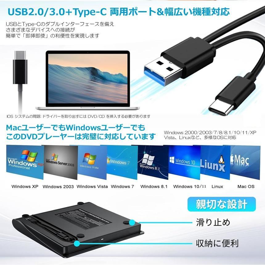 Windows10/11対応 外付け DVDドライブ USB接続 USB3.0 TYPE-C