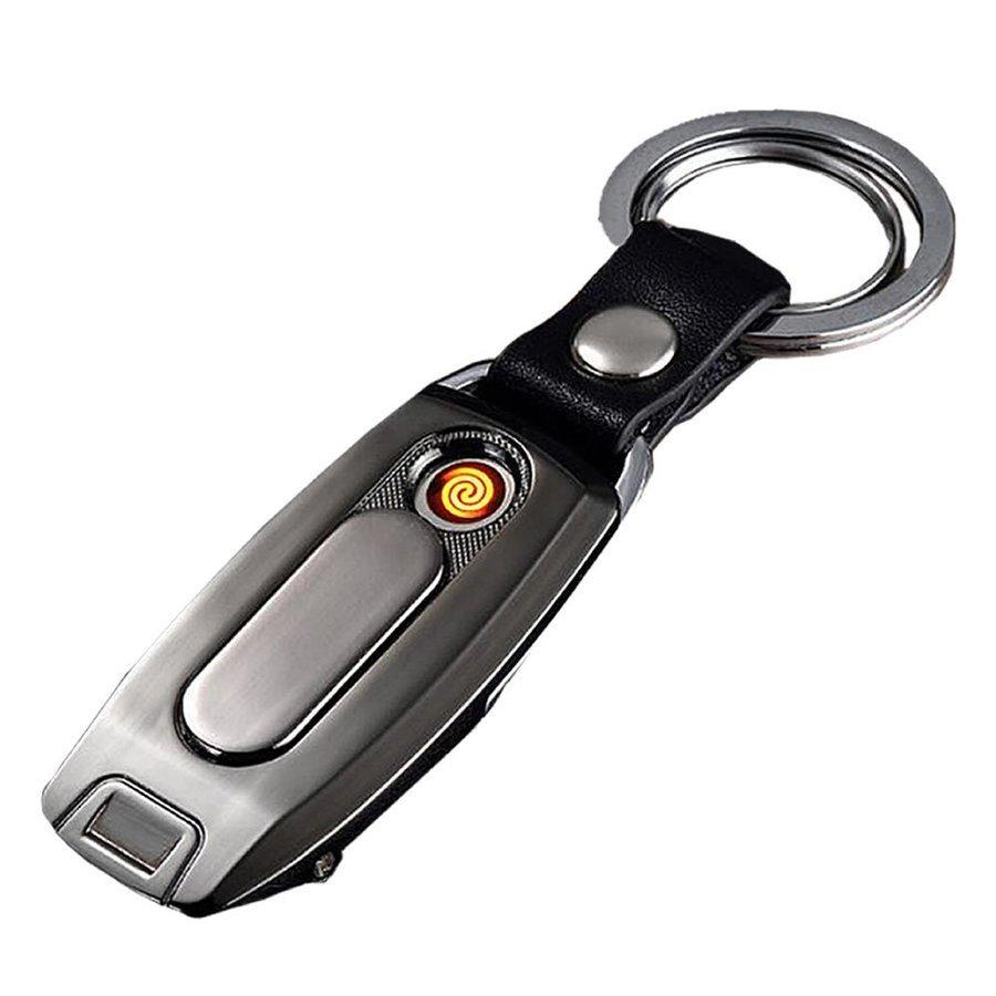 電子ライター USB充電 キーリング キーホルダー ライト 着火 防風 ライター 懐中電灯 LED プラズマライター 持ち運び アウトドア