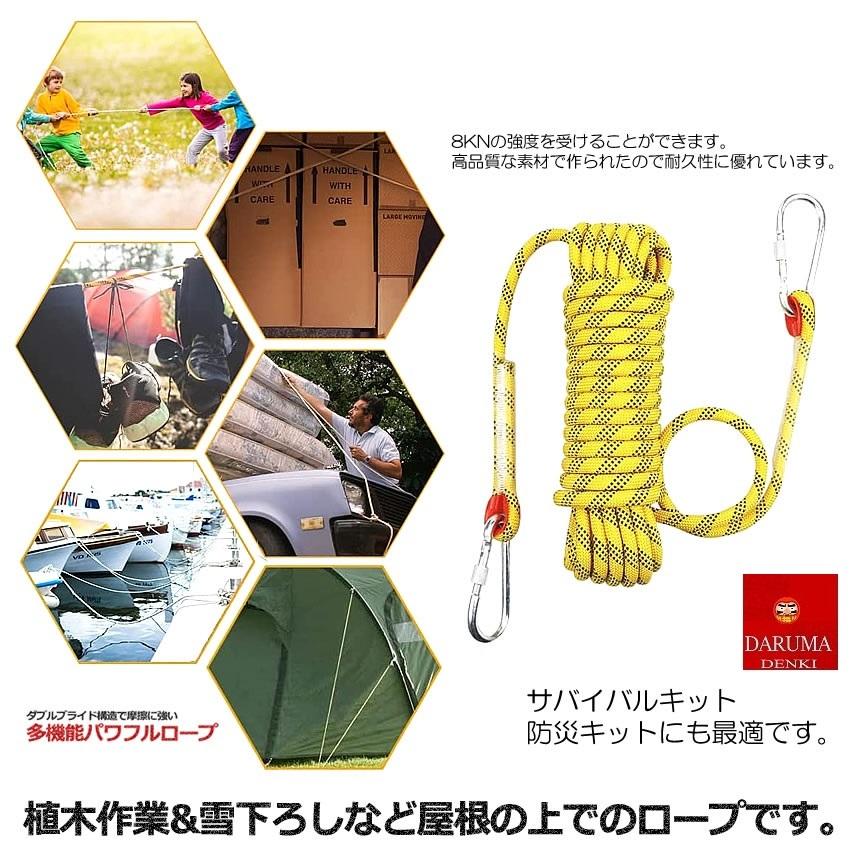 カラビナ式 牽引ロープ けん引 カーロープ レスキュー 脱出 ロープ 耐荷重2.1t 緊急 20m 厚み10mm スタック 雪 凍結 ぬかるみ 故障 脱輪 救助 移動 tec-ttrope｜zakkayacom｜05