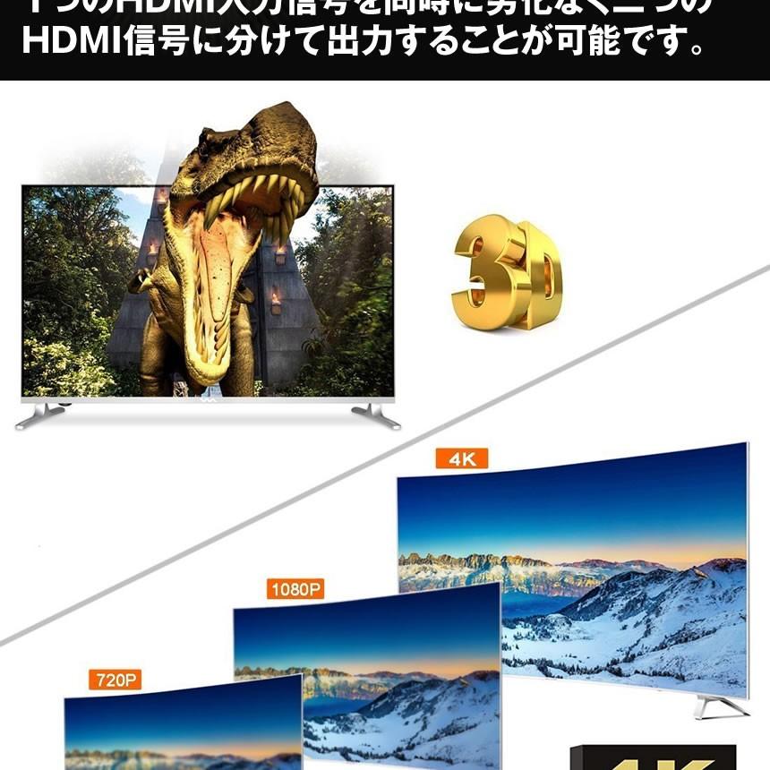 HDMI 分配器 4K X 2K 1入力 2出力 HDMIスプリッタ 2画面 同時出力 HDMI HDTV 3D 1080P tecc-4ksprit03｜zakkayacom｜03