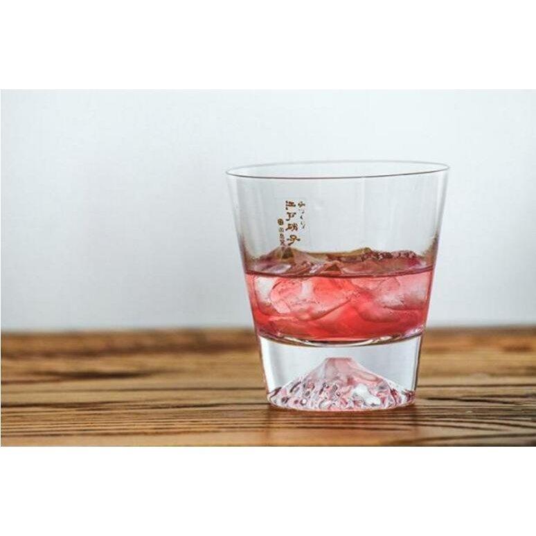 富士山桜切子ロックグラス タンブラーカクテルグラスペアセット『田島
