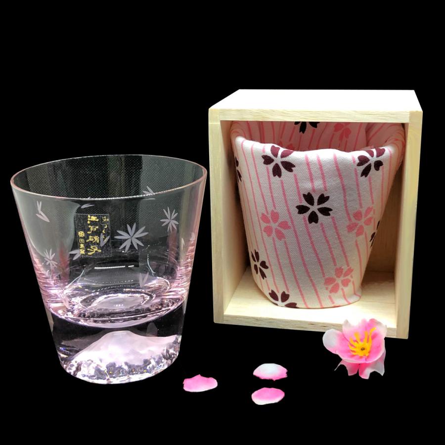 桜色の透明ロックグラス ピンク 宙吹き 吹きガラス コップ（口径約7.5